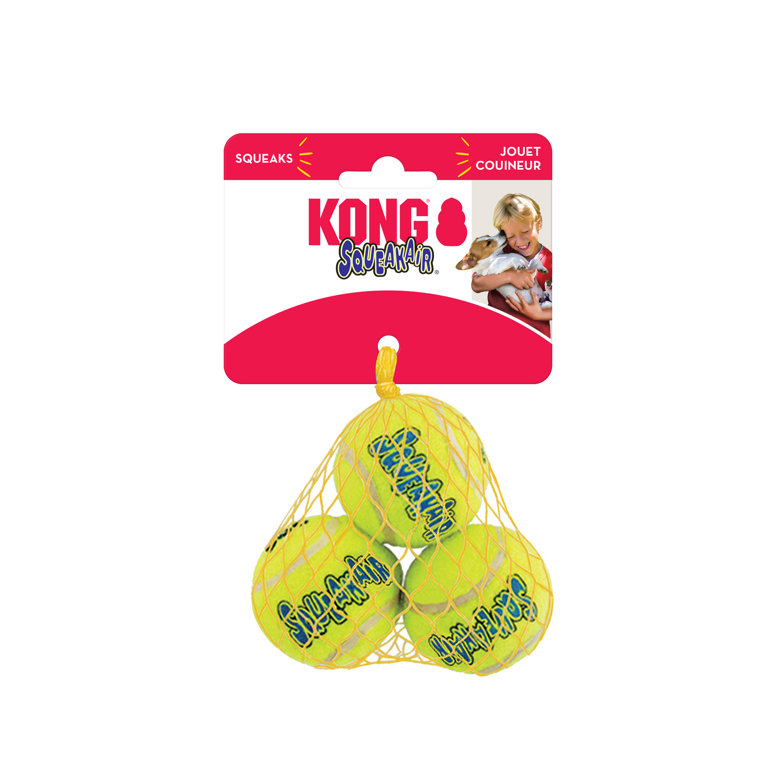 3 Pack Extra Small Air Kong Squeaker Tennis Balls