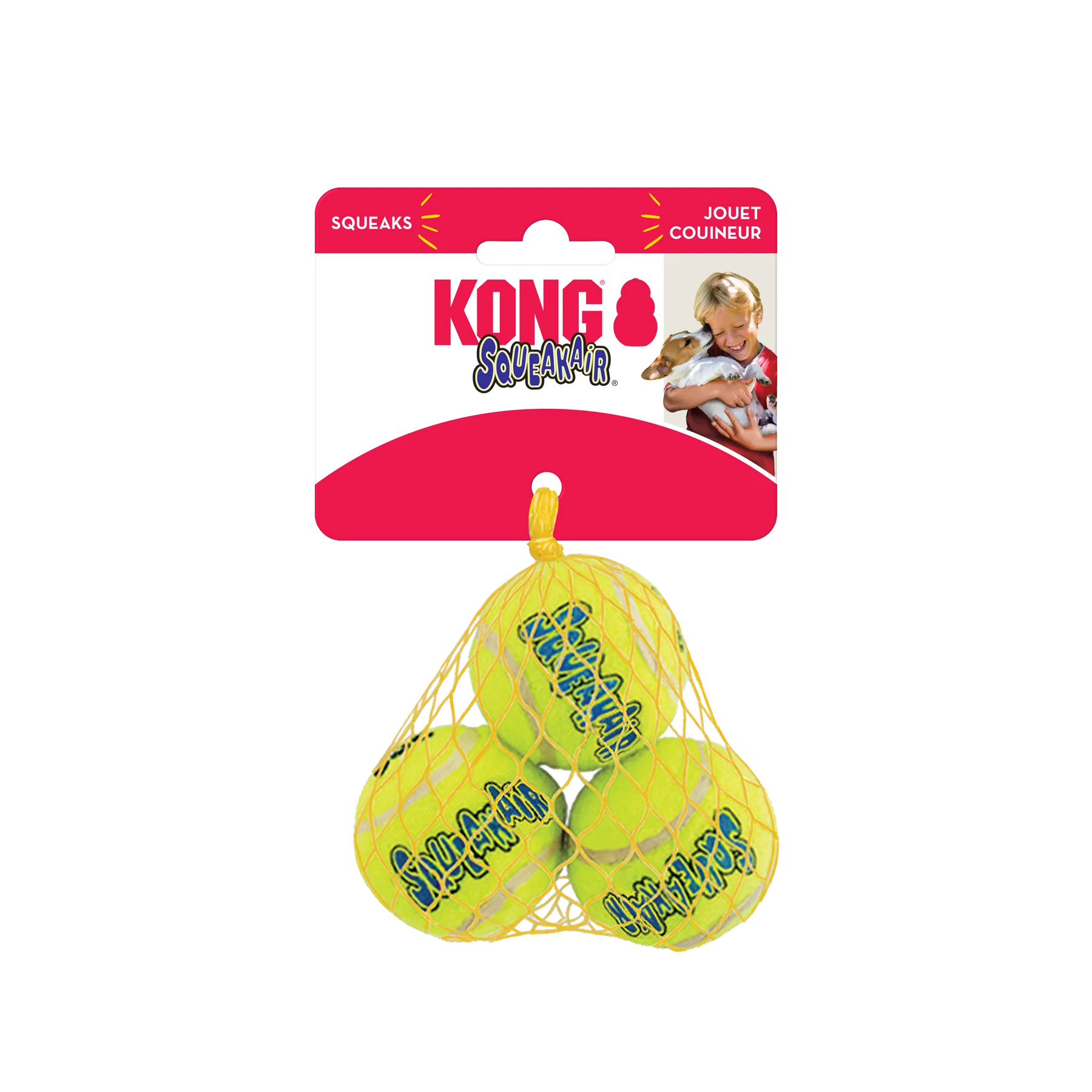 Small Air Kong 3 Pack Squeaker Tennis Balls