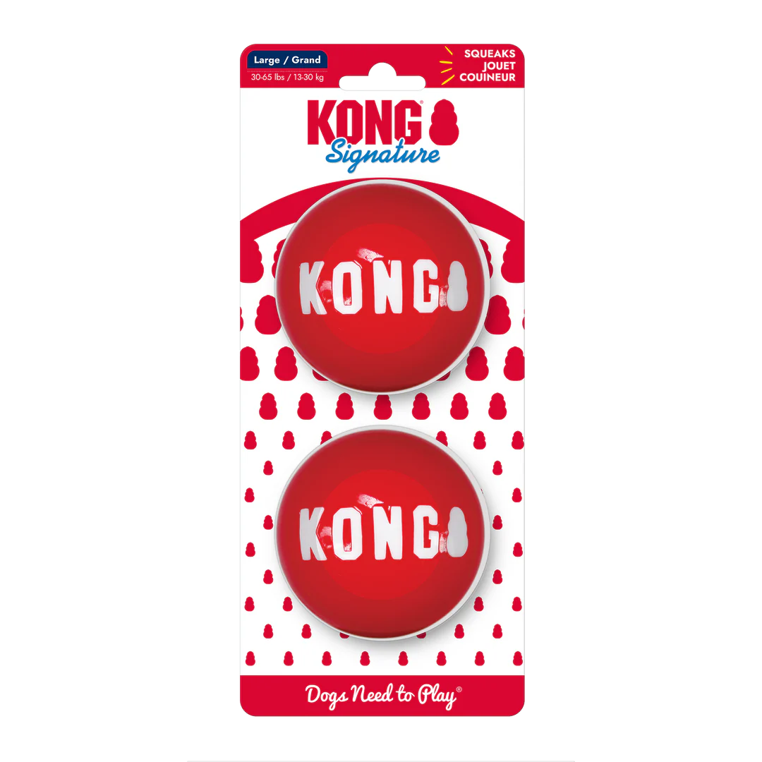 Kong Signature Balls Dog Toy Large 2pk